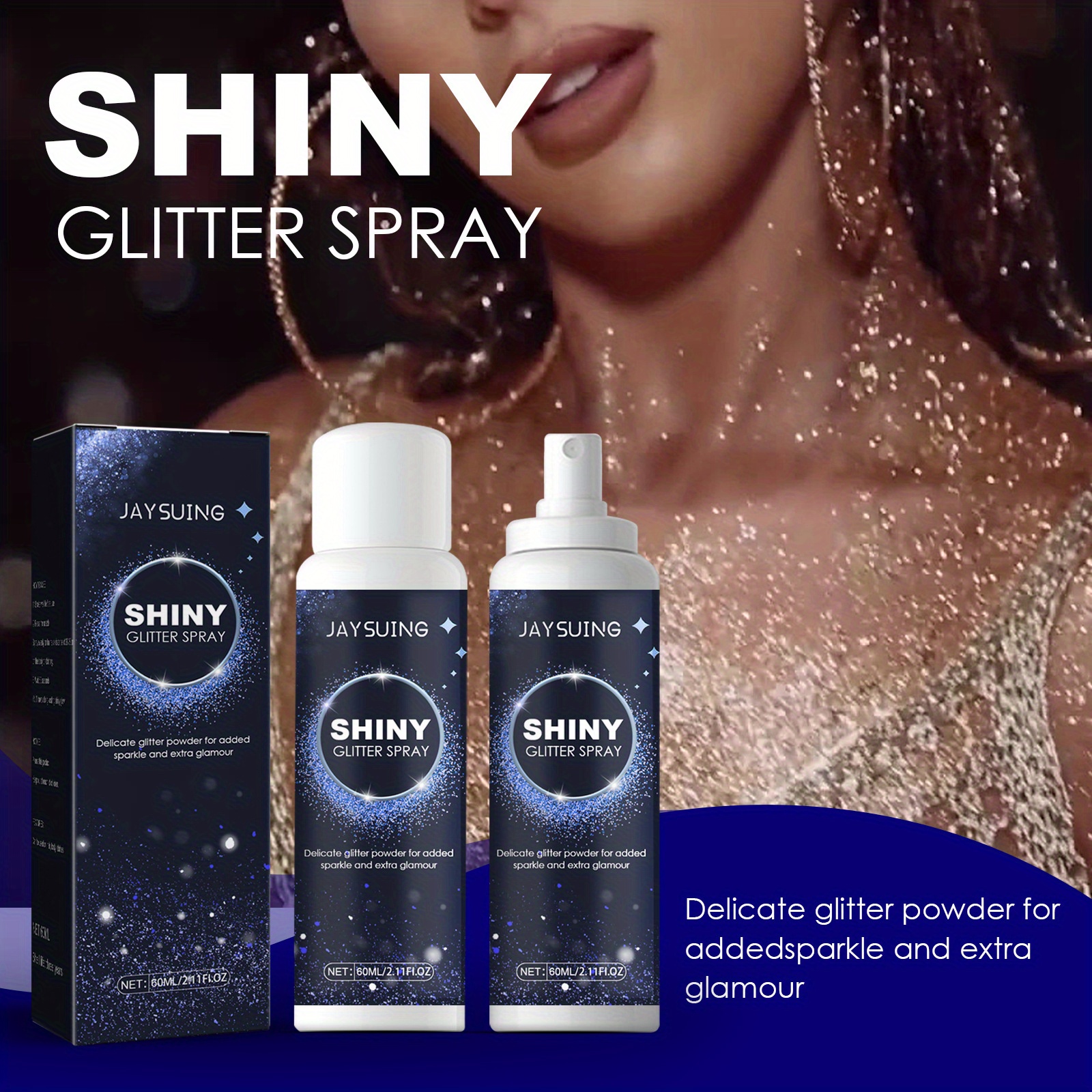Shiny Glitter Spray Lasting Silver Glitter Hair Glitter Sparkly Spray For  Body 
