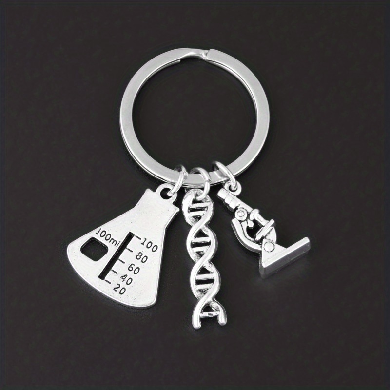 Measuring Cup Microscope Chemical Molecule Alloy Keychain