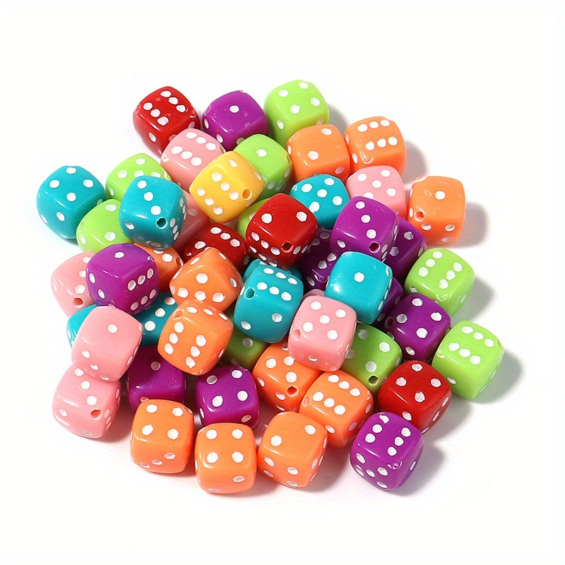 50 8mm Bright Pink Plastic Dice Beads