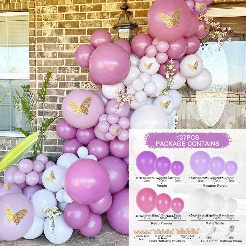 Purple Garland Balloon Chain Set Elegant Birthday Party Temu