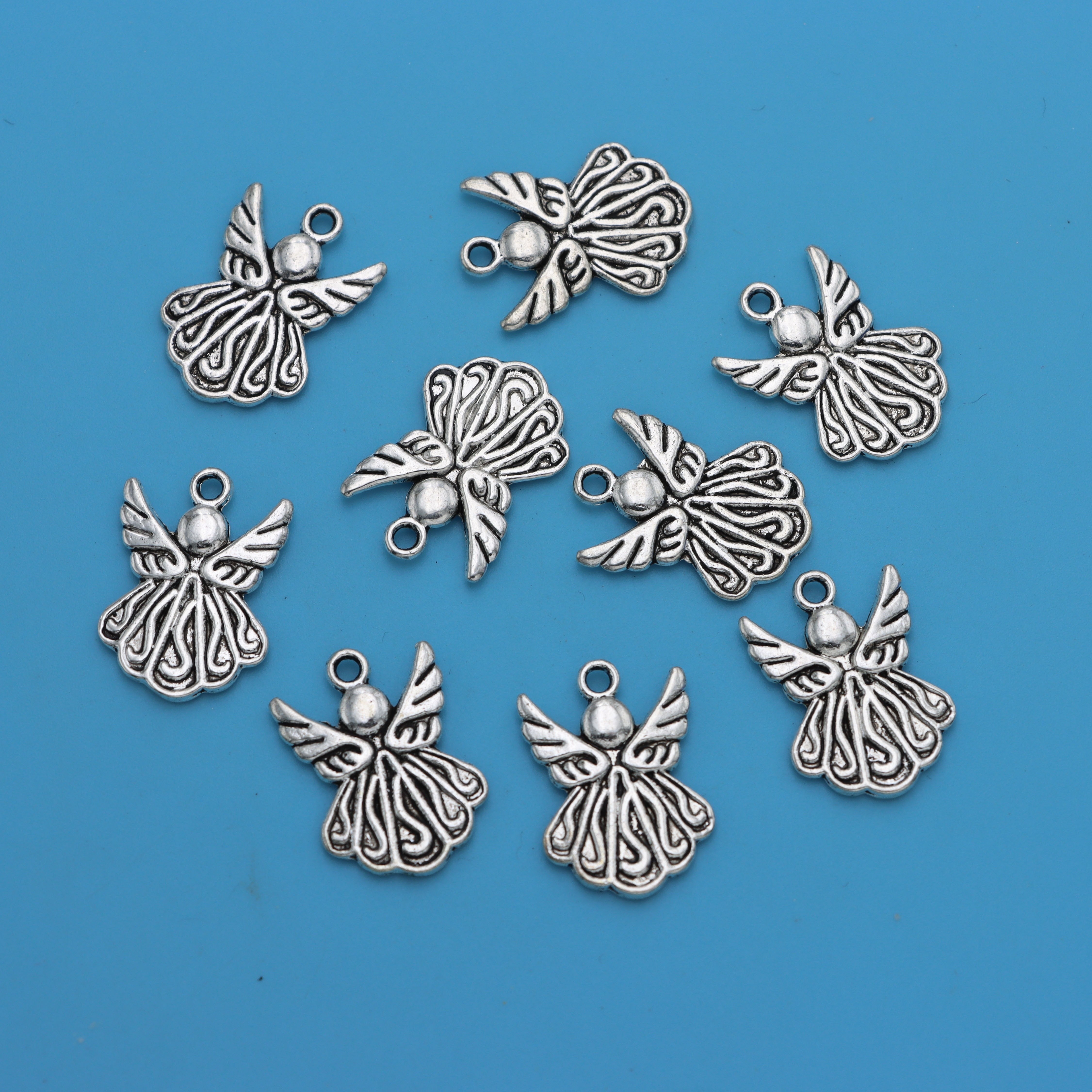 20Pcs Silver Plated Angel Fairy Charms Pendants For Bracelet