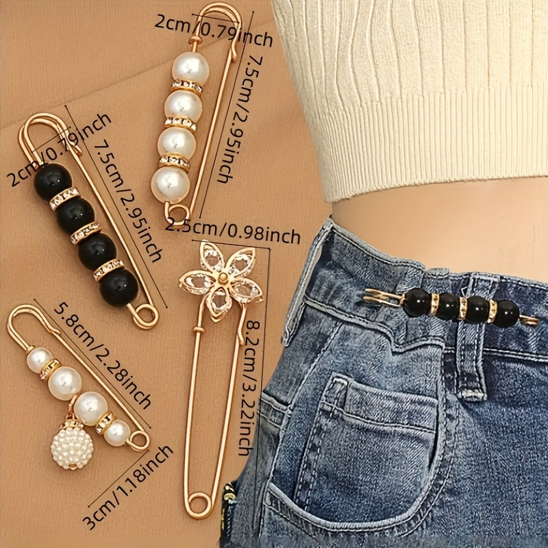 Rhinestones Clothing Pins For Women Jeans Waistband Pins Decoration Dress  Pant Buckle Brooches Trendy Accessories Jewelry