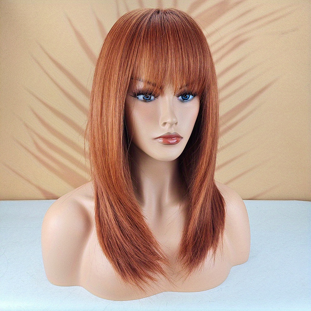 Long Straight Hair Wigs With Bangs Synthetic Natural Looking Straight
