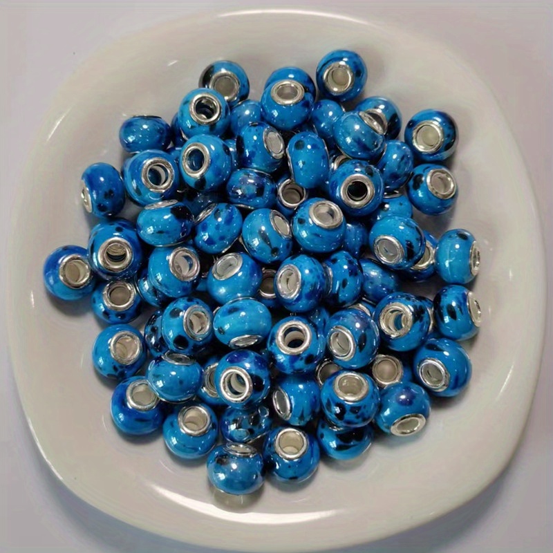 Glass Beads 3mm Hole Loose Beads for Bracelet Earring Making Blue Green