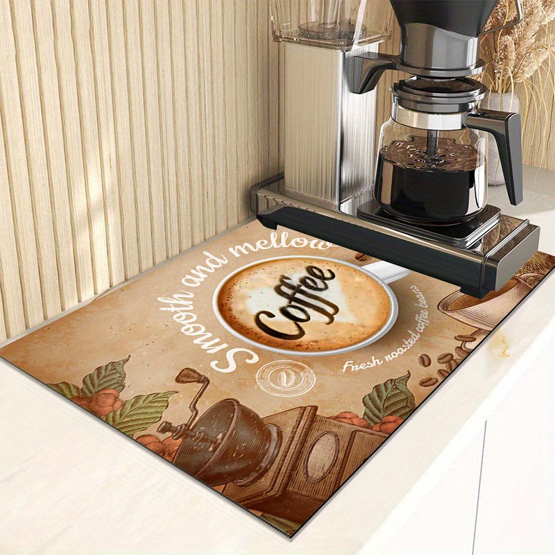 1pc, Coffee Maker Mat For Kitchen Counter Protector, Rubber Padded,  Absorbent Dish Drying Mat, Super Absorbent Anti-slip Coffee Mat, Absorbent  Coffee