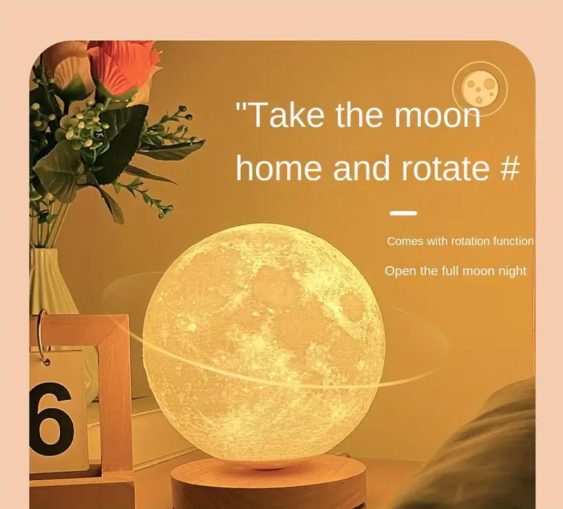 1pc rotating moon atmosphere night light sleeping light for bedroom planet lamp details 0