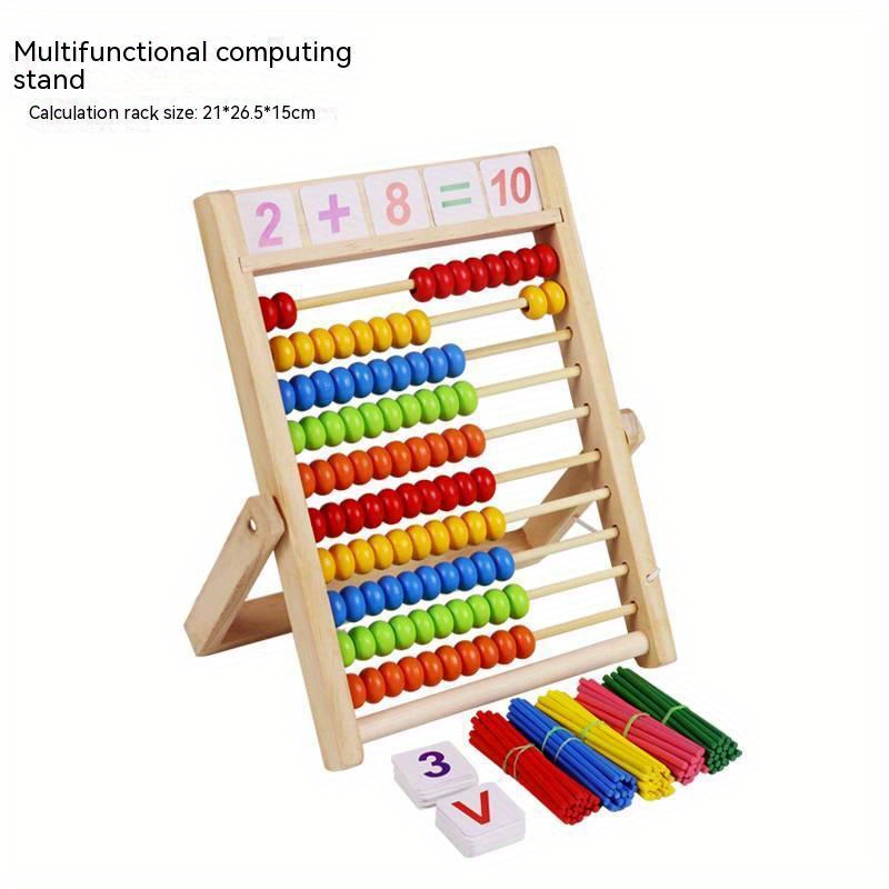   wooden counting toy set colorful log stand sticks for early learning educational preschool play kindergarten toys details 2