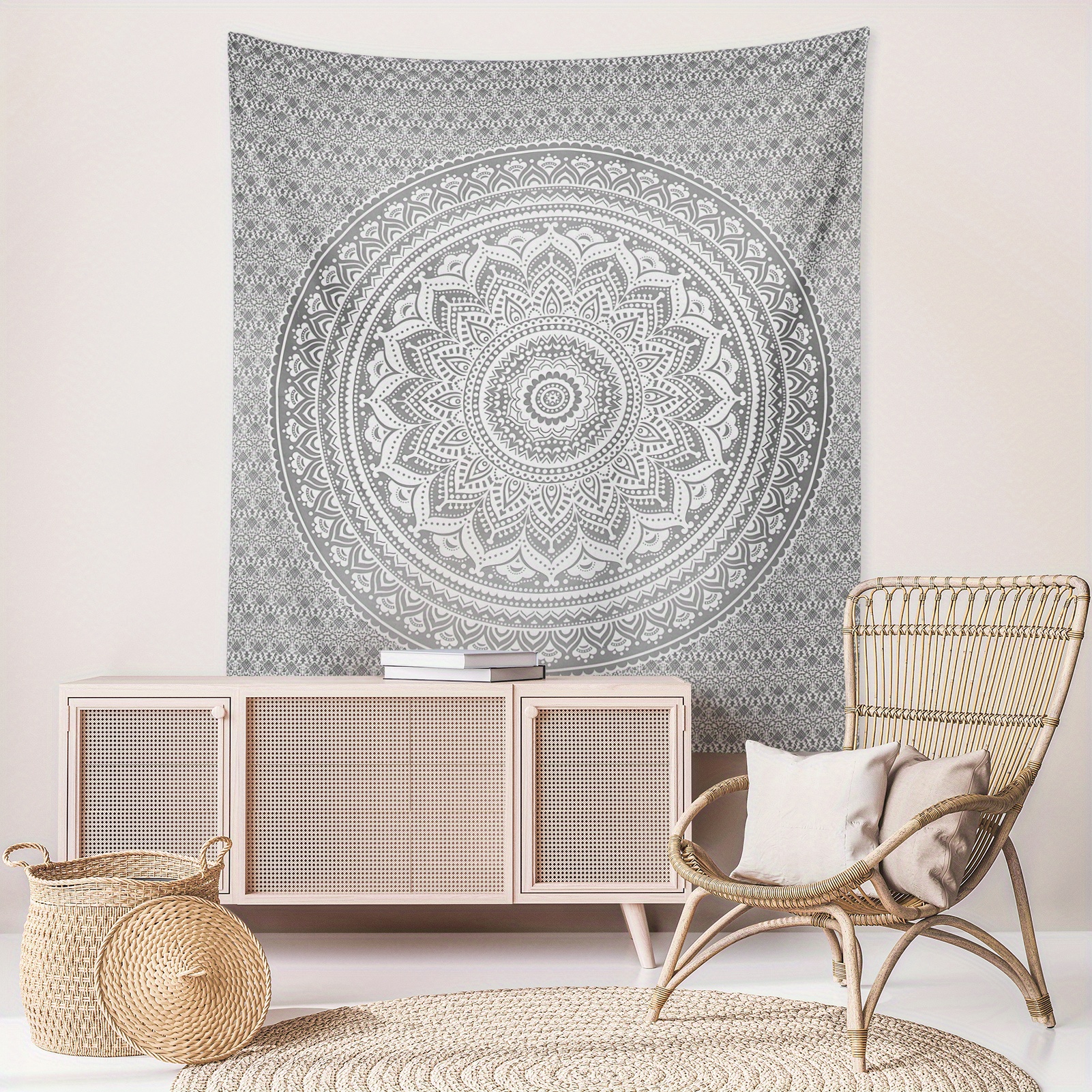 Mandala Wall Art, Boho Living Room Decor, Home Decor, Grey Bedroom