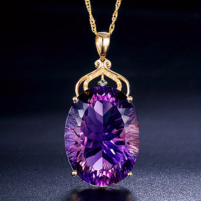 luxury amethyst pendant necklace hollow crown alloy pendant for party banquet gift ornaments details 4
