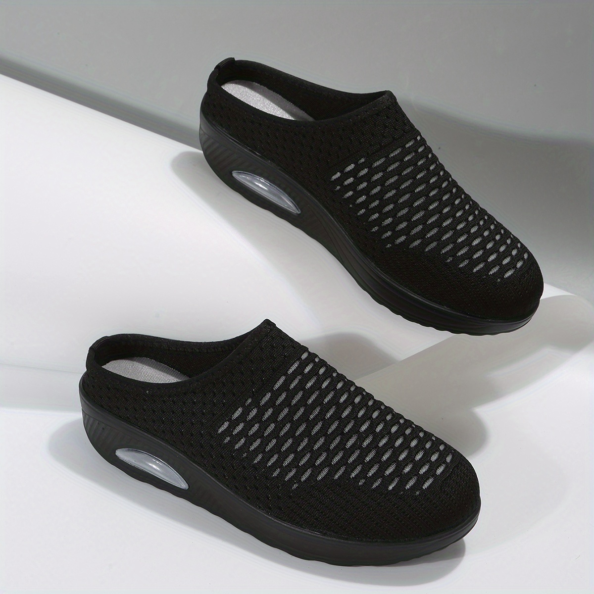 Women's Platform Mule Sneakers, Comfortable Closed Toe Slip On Shoes,  Women's Air Cushion Shoes - Temu