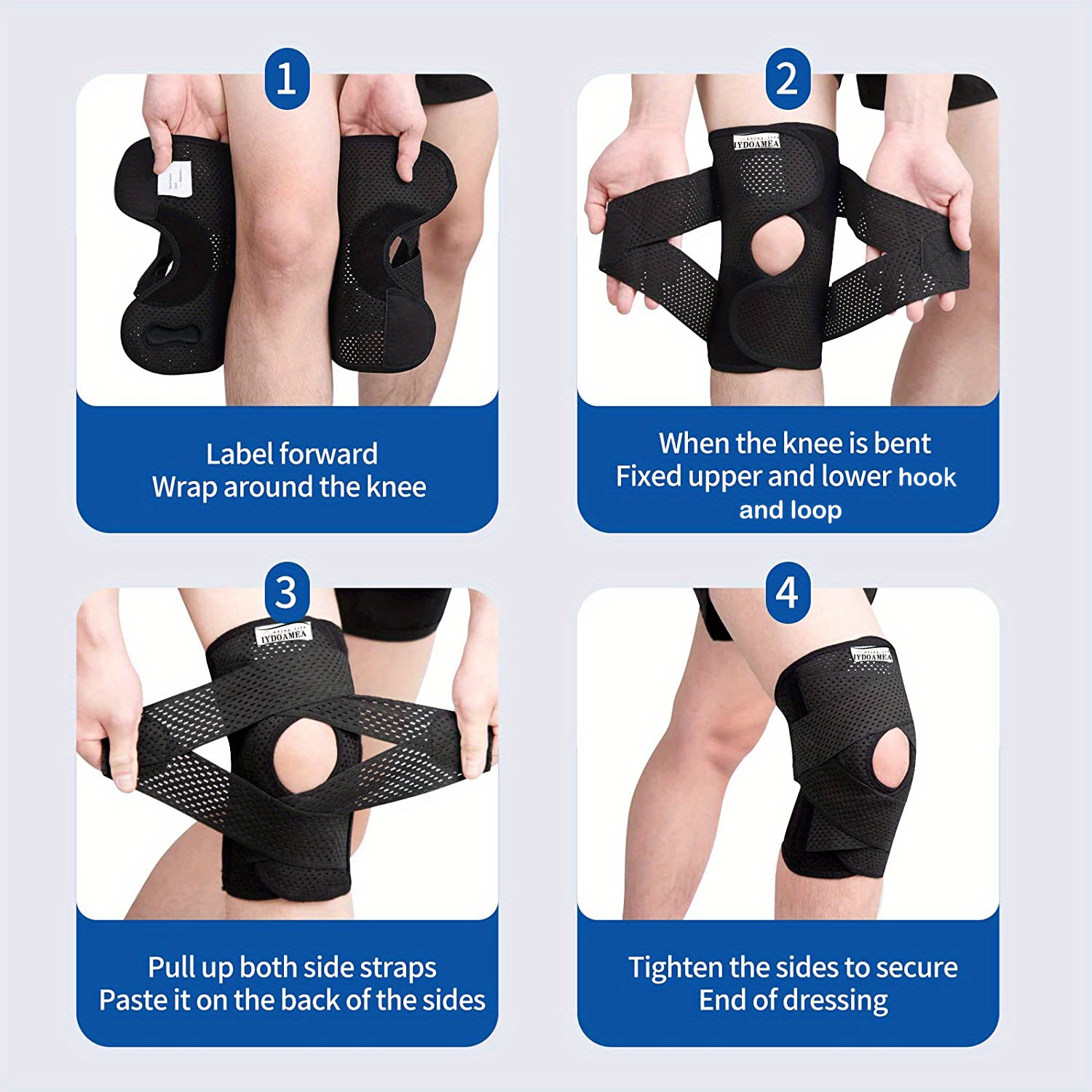 order a     1pc 6 generation   professional knee brace with side stabilizers adjustable knee support details 2