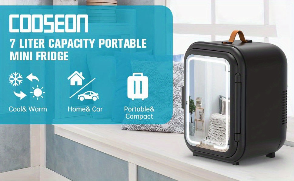 cooseon mini fridge 7l beauty makeup skin care refrigerator acdc portable beauty refrigerator thermoelectric cooler warmer suitable for skin care cosmetics bedroom office car details 1