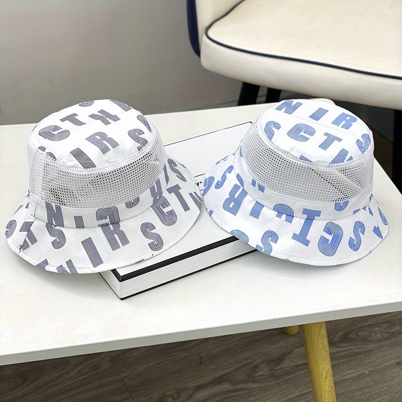 Letter Print Nostalgic Fishermans Hat Breathable Sun Protection