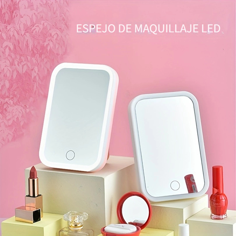 Escritorio Espejo Maquillaje Plegable Tres Lados Luz Led - Temu