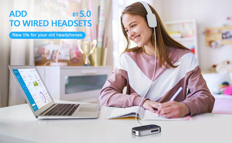 BT AUX-Adapter fürs Auto, Rauschunterdrückung BT 5.0-Empfänger für Musik/Freisprechanrufe, kabelloser Audioempfänger für Heimstereoanlage/Lautsprecher_voghion.com