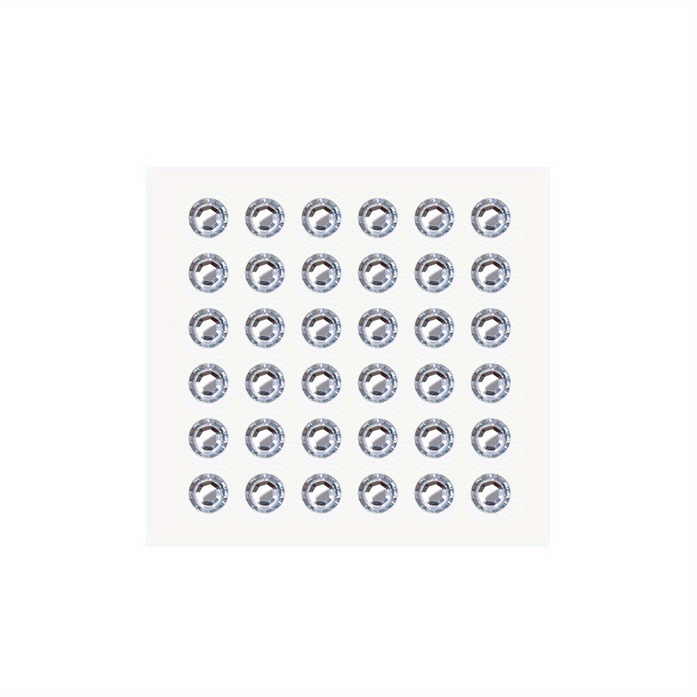 Round Adhesive Diamond Gem Stickers, Silver, 8mm 