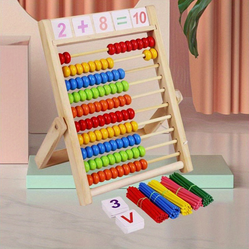   wooden counting toy set colorful log stand sticks for early learning educational preschool play kindergarten toys details 0