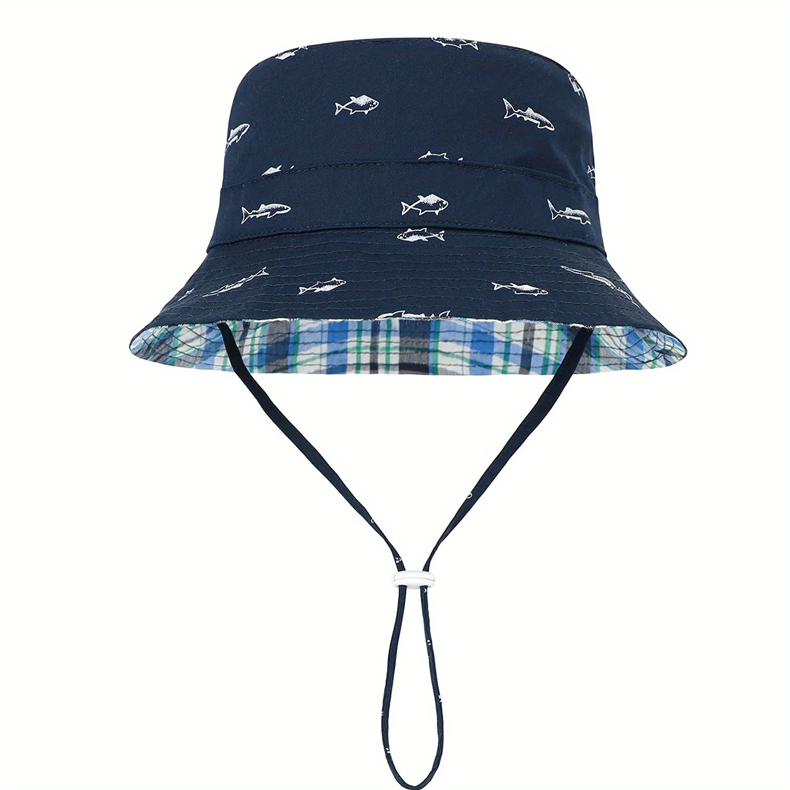 Cute Cartoon Fish Fisherman's Hat, Breathable Drawstrings Wide Brim Sun Protection Bucket Hat for Outdoor Traveling Beach Party, Christmas Gifts