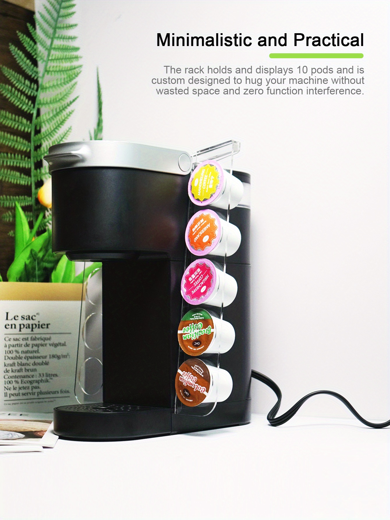 Space Saving Modern Acrylic K Cup Organizer Holder For Single Cup Keurig K-mini  And K Mini Plus Coffee Maker Kcup Capsule Holder 10 Capsules Capacity - Temu