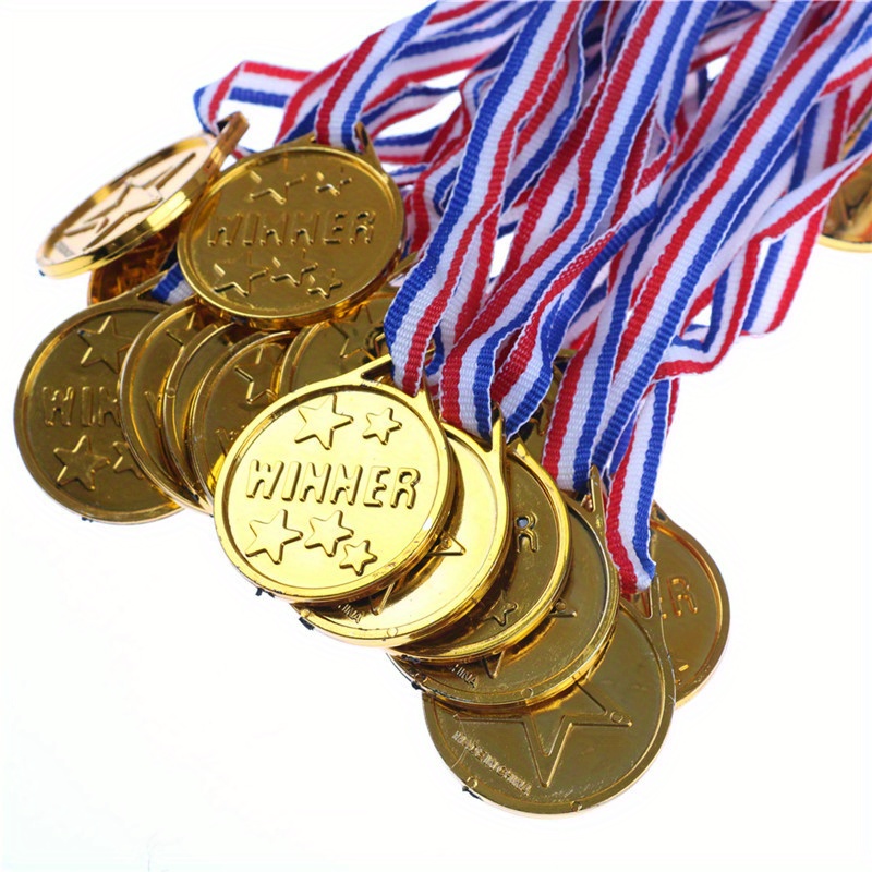 Comprar Medallas de plástico de oro falso para niños, 10 Uds., premios de  juegos deportivos, premios, juguetes para niños, fiesta, película, medalla  brillante