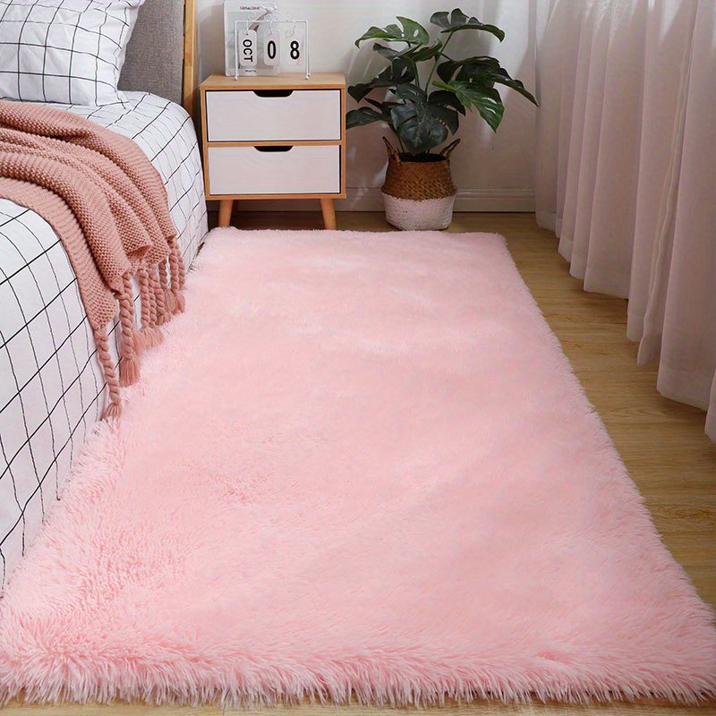 1pc ultra soft plush long bedside carpet   fur fluffy shaggy bedroom mat soft and   room carpet home decor and room decor 31 5x62 99inch details 2