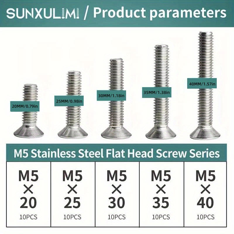 Stainless Steel Flat Head Countersunk Bolts - Temu