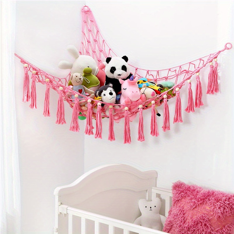 Stuffed Animal Hammock With Tassels Toy Storage Organizer - Temu