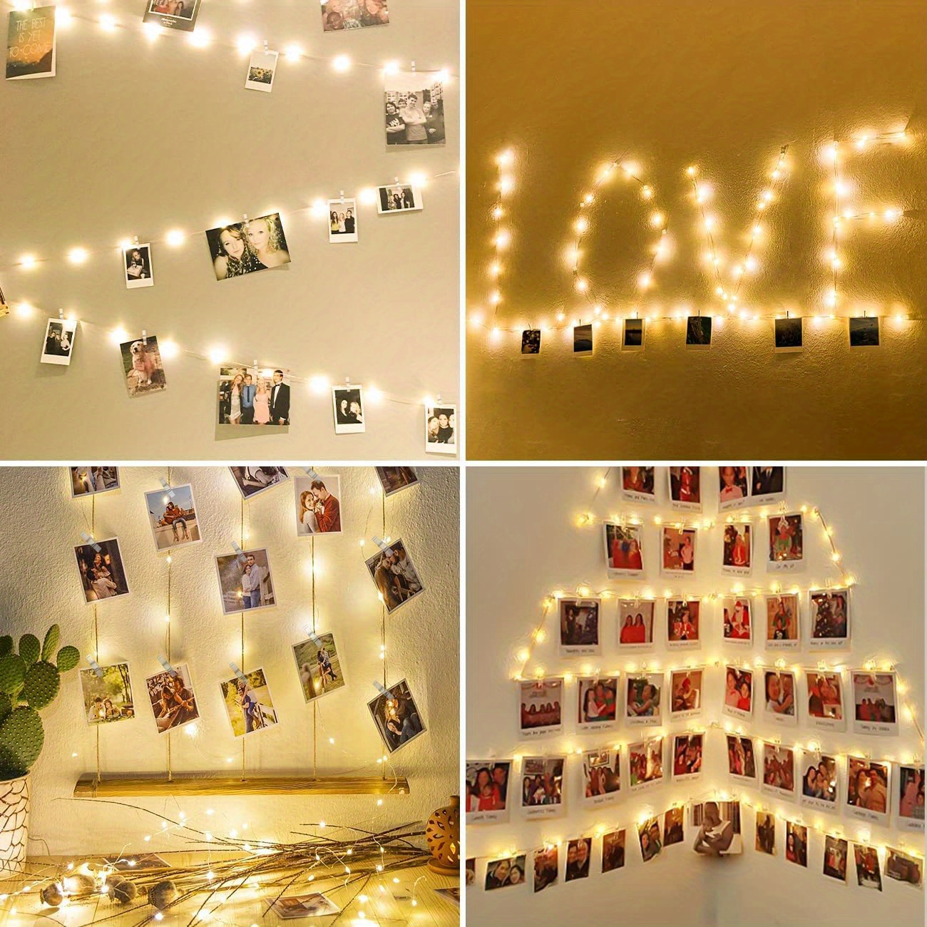 luz de clip de fotos fairy string lights with 100 led string 40 wooden clips for hanging pictures for bedroom party diwali decoration lights wall christmas halloween valentines day decoration sports & outdoors details 6