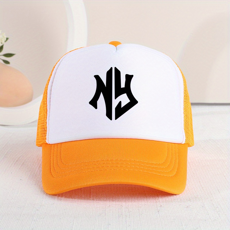 1PC Casual Trendy NY Mesh Stitching Cap, Sun Protection