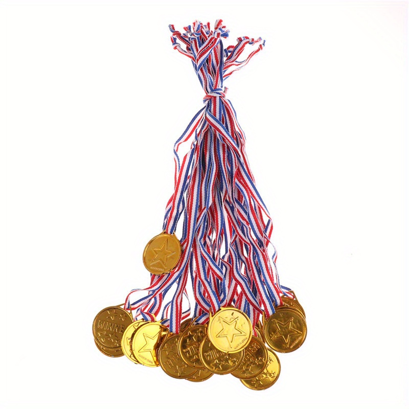 Comprar Medallas de plástico de oro falso para niños, 10 Uds