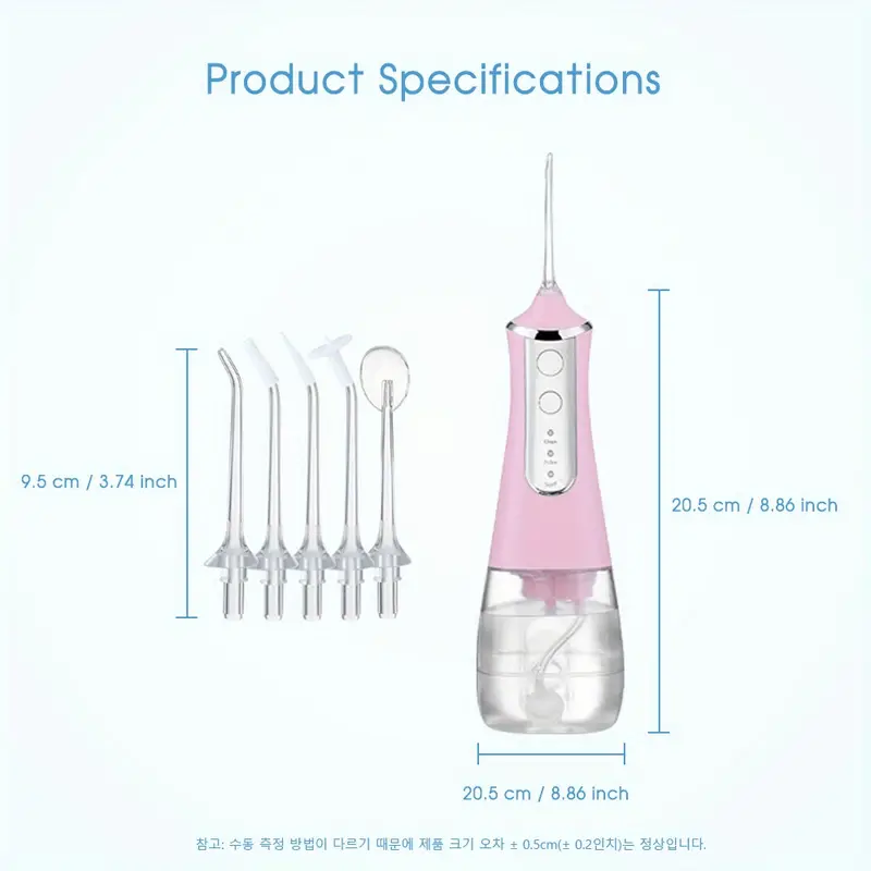 usb rechargeable portable travel bag oral irrigator pulse dental 350ml water tank flosser 5 nozzle wash teeth cleaner ipx6 waterproof electric care oral irrigator  water dental flosser cordless for teeth details 9