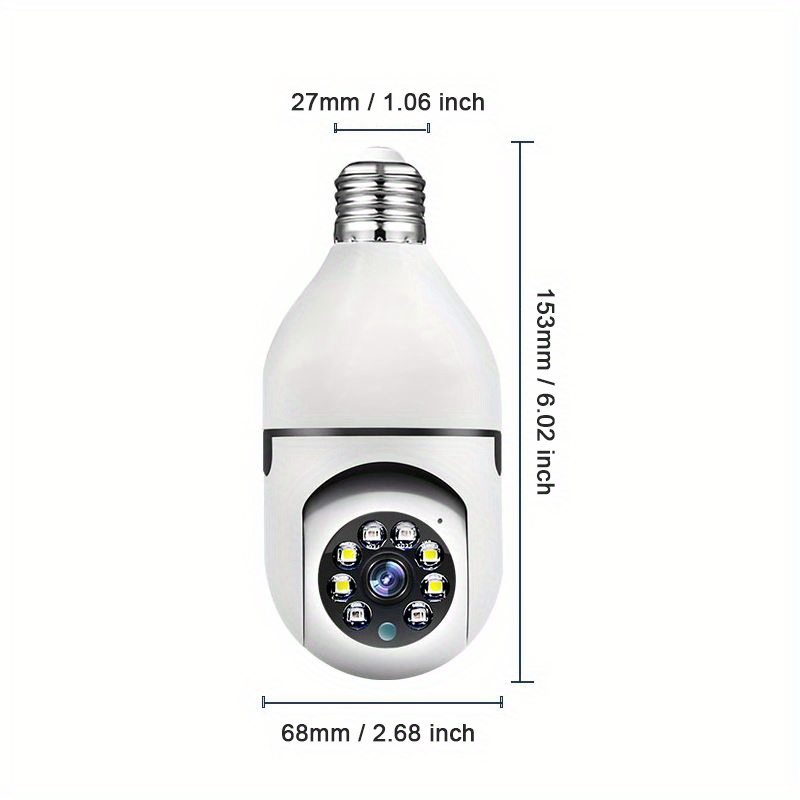 Cámara de vigilancia E27 con bombilla 5G, visión nocturna a todo Color,  seguimiento humano automático, Zoom