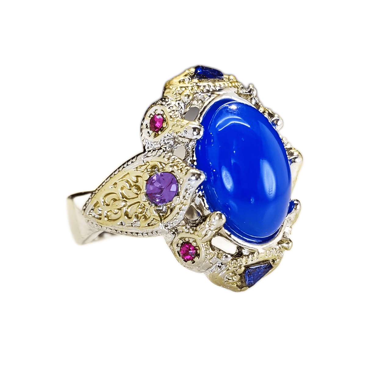 Men's Zircon Decor Enamel Carving Ring
