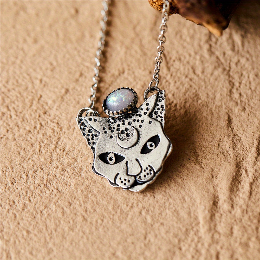 Sterling Silver Cat on the Moon Pendant Necklace