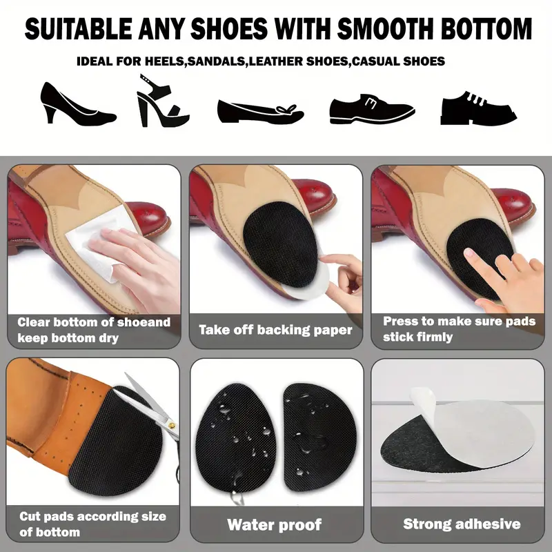 4 pairs of non slip shoe pads protect your high heels soles with adhesive grips details 3