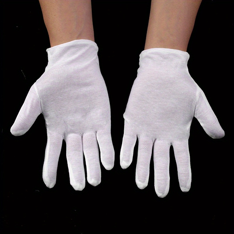 Garosa 12 paires de gants de sécurité de travail en coton blanc pratique  pour la protection d'inspection d'argent de bijoux de pièce de monnaie, gant  de travail blanc, gants en coton blanc 