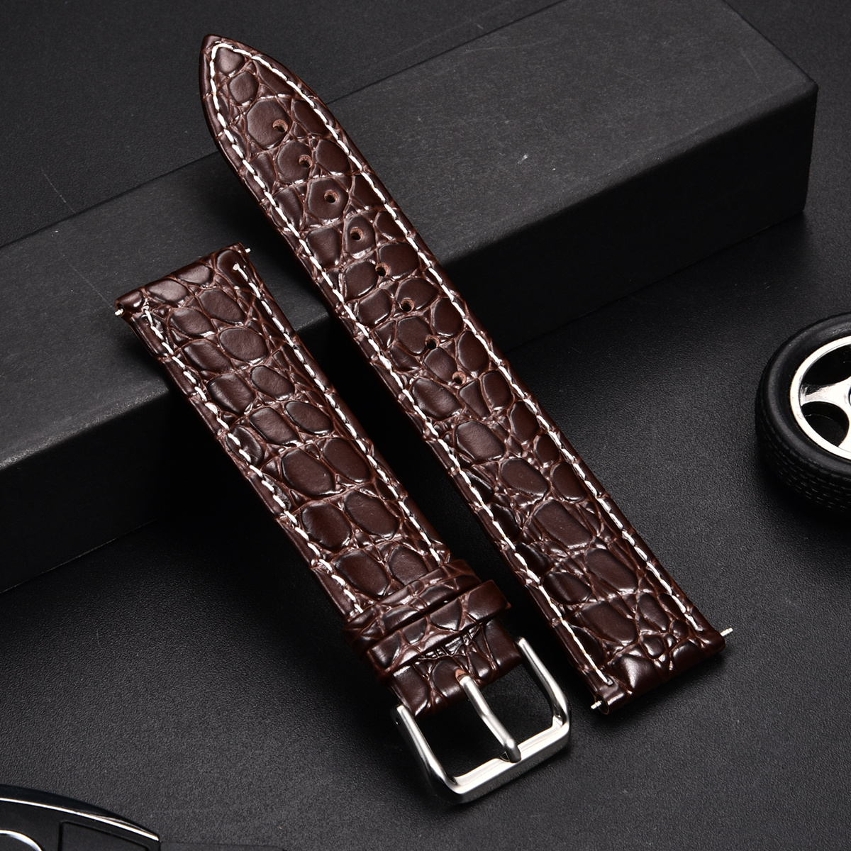 Genuine Alligator Crocodile Leather Wrist Watch Band Strap Brown 18mm 20mm  22mm