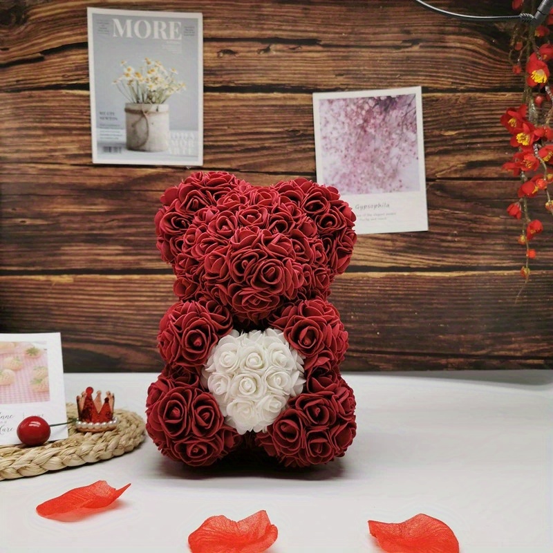 1 Oso Rosas Artificiales Oso Peluche Simulación Caja Joyería - Temu