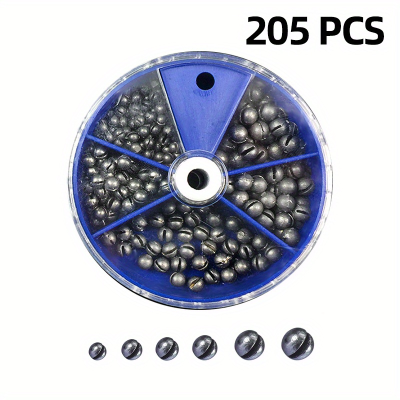 205pcs Removable Round Split Shot Weights Set - Easy-To-Use Fishing Sinkers  With Dispenser - Essential Tackle Accessories For Anglers