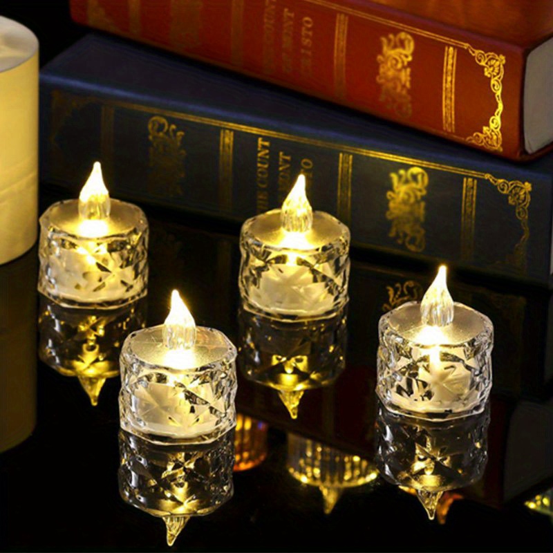 Led Electronic Candle Mini Rose Pattern Refraction Halo - Temu