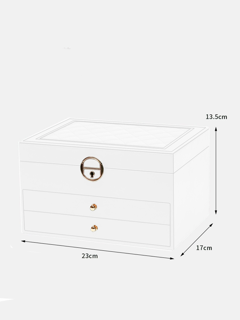 Desktop Jewelry Storage Box High-grade Necklace Earrings Stud Golden  Gemstone Jewelry Storage Box Leather Large Capacity Multilayer Organizer  Case Box - Temu