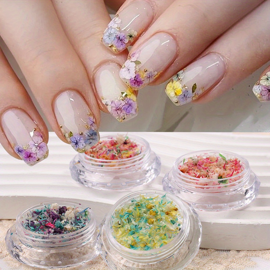 3d Dried Flowers Nail Art Decoration Real Dried Flower - Temu