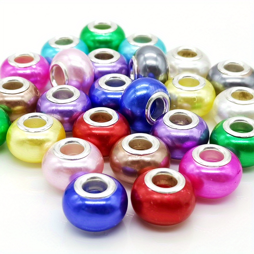 50pcs DIY Resin Beads Mixed Color Loose Spacer Bead Imitation Glass Large  Hole Bead For Diy Bracelet Necklace Loose Bead Accessories