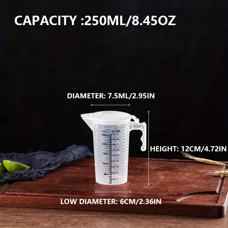 Measuring Cup With Lid, Transparent Black Font Baking Milk Tea