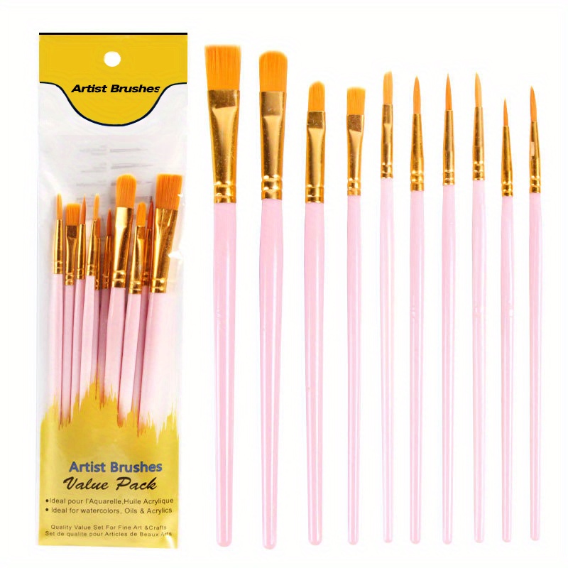 Small Paint Brushes Bulk, 50 Pcs Flat Tip Paint Brushes with Round Acrylic Paint Brushes Set Craft Brushes for Kids Classroom Acrylic Watercolor