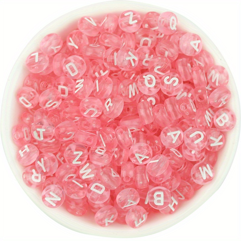 50x mixed silicone letter beads PINK alphabet names DIY sensory jewellery