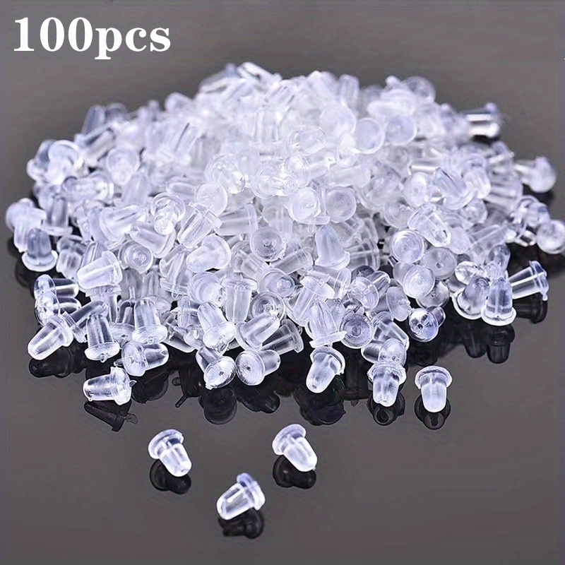 100Pcs/Set Transparent Plastic Earring Back Stopper for Jewelry Making  Handmade Stud Earrings