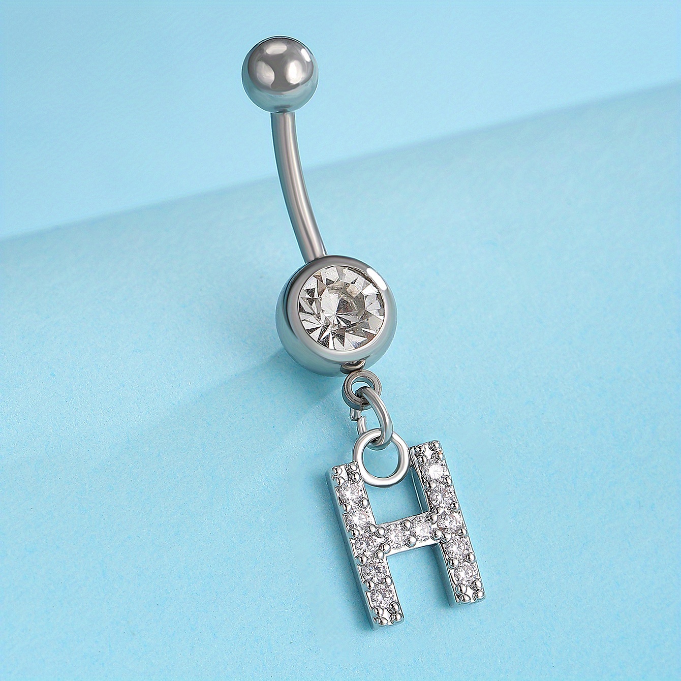 Letter belly store button rings