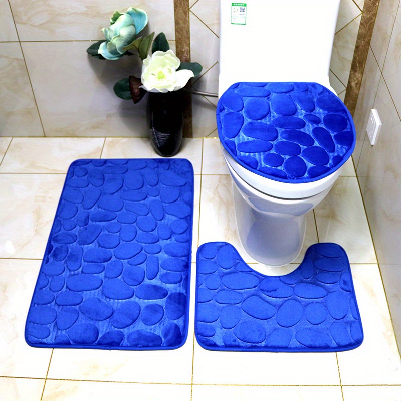 3Pcs Soft Bathroom Mat Set Contour Rug Memory Foam Non-slip Fast Drying  Bath Mat