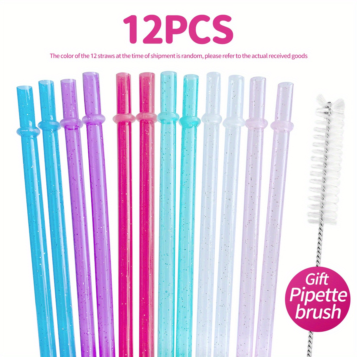 Hard Plastic Reusable Straws With Cleaning Brush 8. Long - Temu